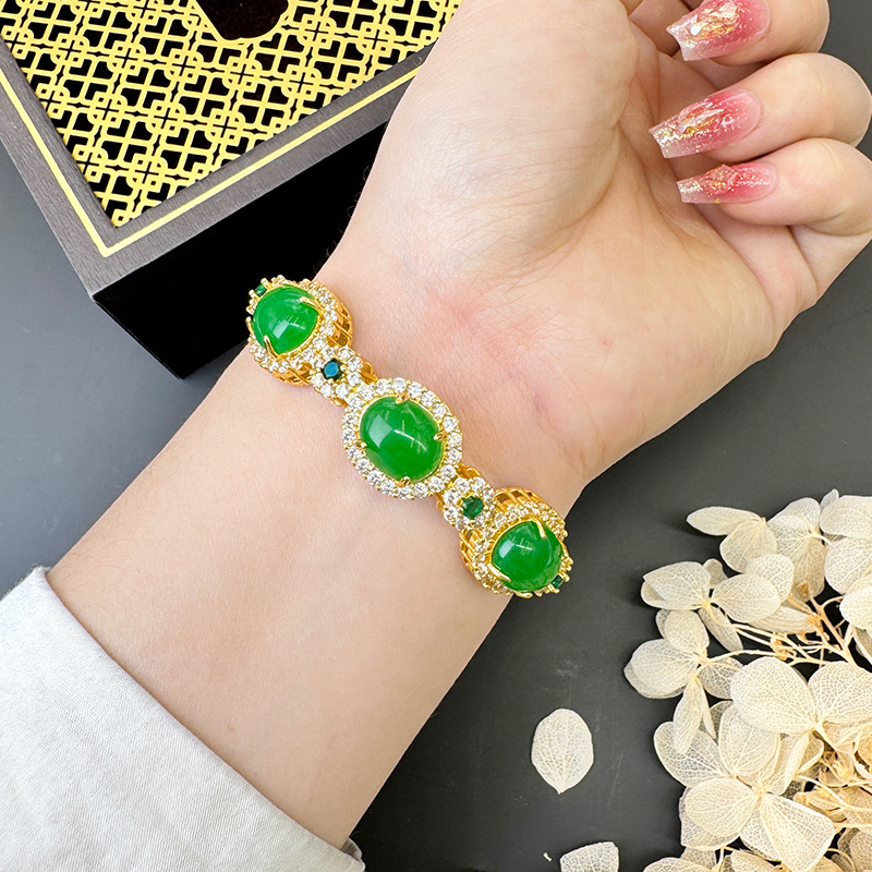 Nuevos productos Gufa Sha oro jade diamante brazalete de fijación patrón auspicioso Yiwu accesorios fábrica de joyas al por mayor