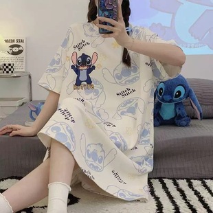 Factory Outlet Foreign Trade Fat Guy Nightgown Summer Cross-border Nightgown Long Cartoon Sweet Home Clothes Women's Loose
