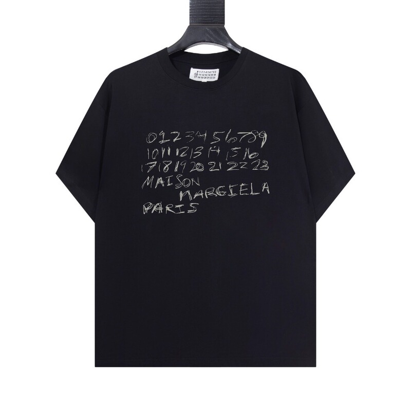 26S New Cross-Border Mm6 Margiela Digital Print Pure Cotton High-Quality Men's and Women's Short-Sleeve Wholesale in Stock