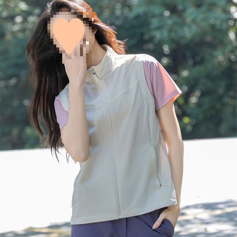 Sleeveless Breathable Vest for Women's Outer Wear Summer Sleeveless Stand-Up Collar Jacket Vest Outdoor Mountaineering Sun Protection Vest