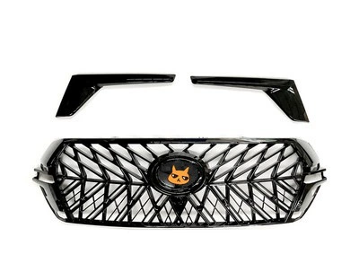 Suitable for 16-21 Land Cruiser rear taillights, E-version front and rear bumpers, Black Warrior grille, and headlight modification accessories (Big Surrounded) - black-warriortrd-center-grille