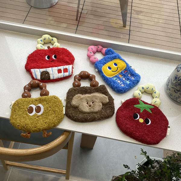 Cute Cartoon Mobile Phone Bag Shopping Crossbody Handbag Women's Exquisite Plush Small Cosmetic Storage Bag Mother-child Bag