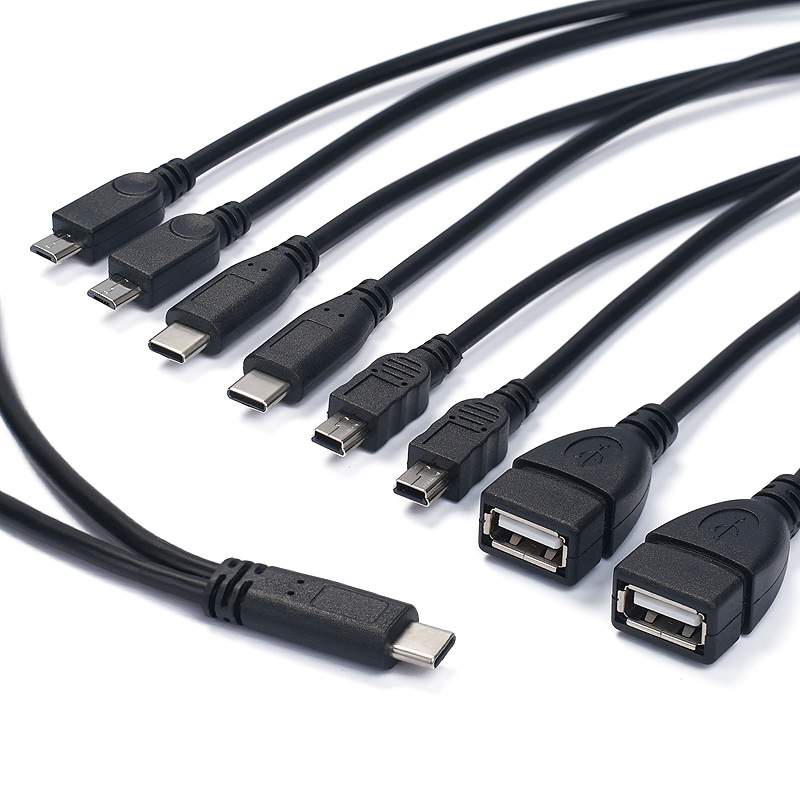 USB充电线Type-c公头转2个USB公头一分二3A手机平板电脑充电线