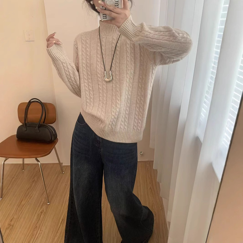 Pay more attention to another 50-genuine goods discount for Hongye Yuntai cashmere twisted half-high collar cashmere sweater