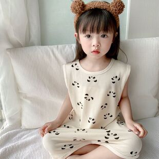 Summer Kidsren's One-Piece Sleeping Bag Vest Baby Thin Nightgown Pajamas Nightgown Sleeveless Boys and Girls Air-Conditioned Clothes