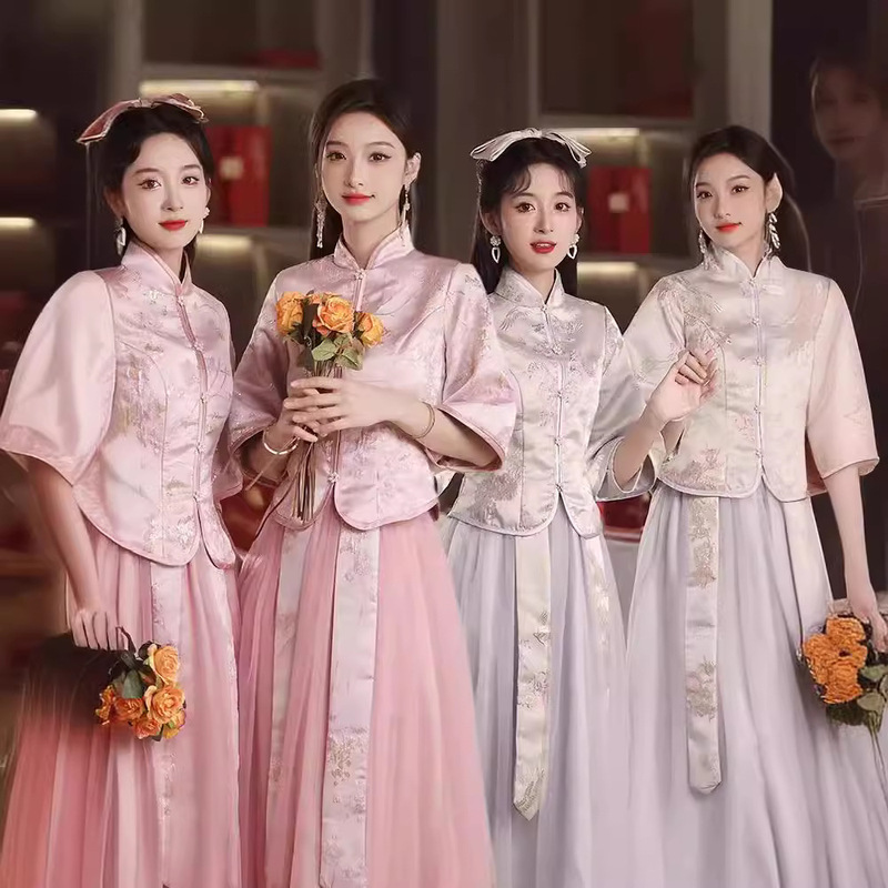 Vintage Xiuhe Bridesmaid Dress, Gentle and Slimming, Chinese Style, Plus Size Sister Group Dress, Light Luxury Xiuhe Dress for Spring