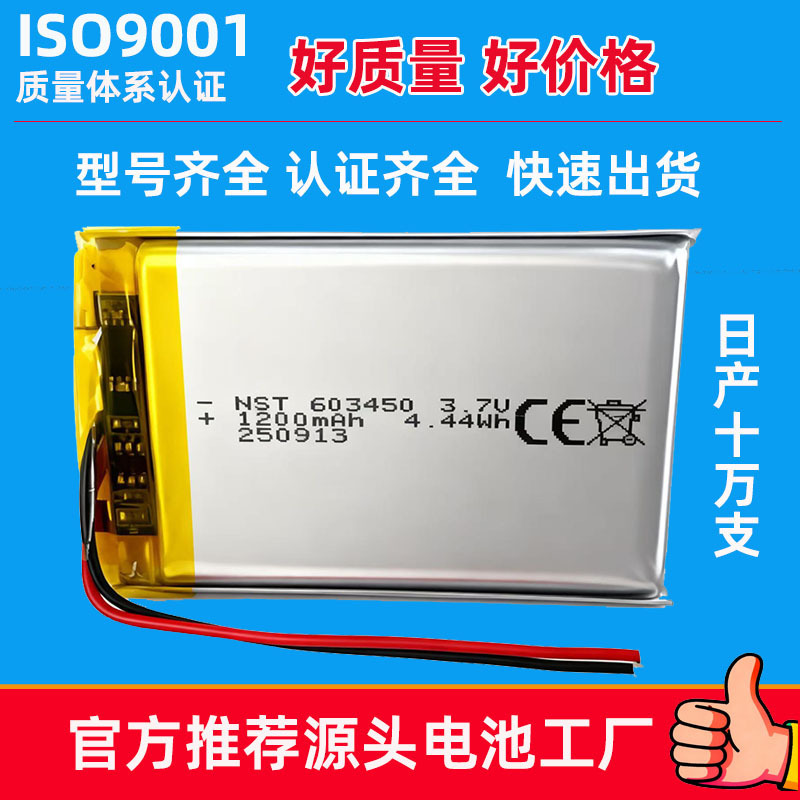 Polymer Soft-Pack Lithium Battery 603450 1200Mah Manufacturer Certified Smart Audio Rechargeable Battery