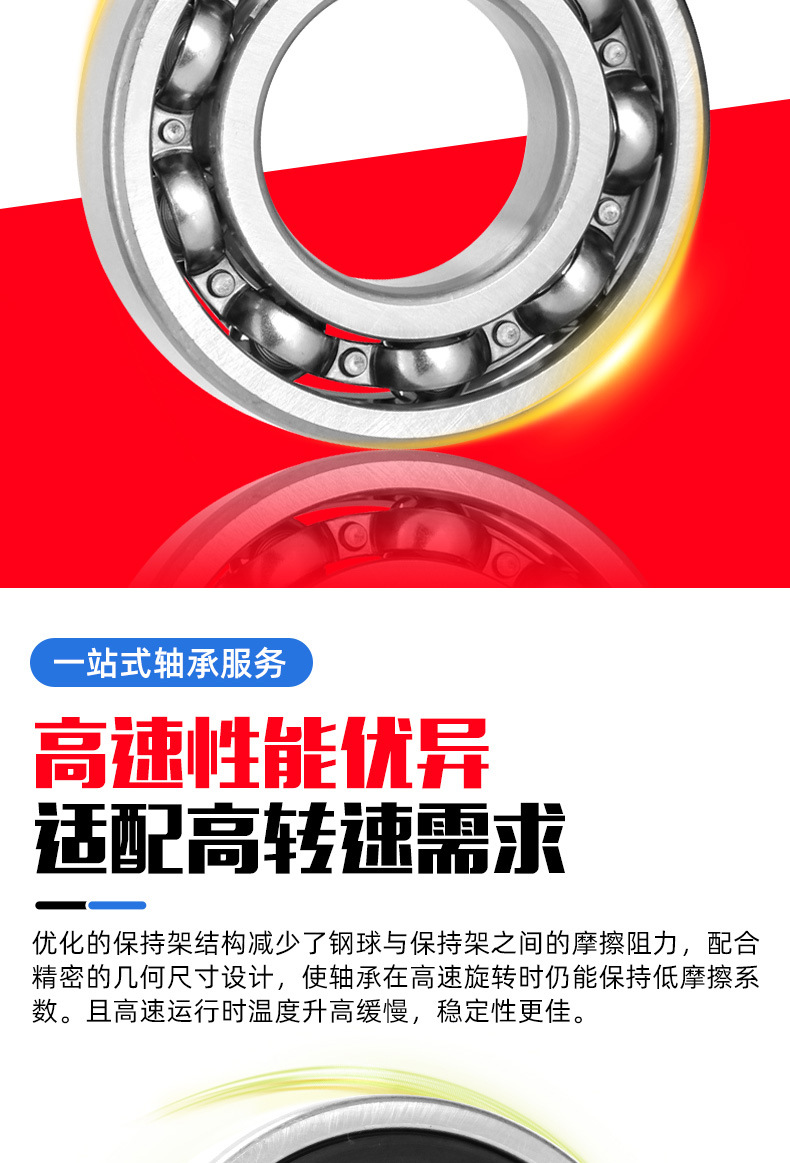 Deep Groove Ball Bearings, Silent and Wear-Resistant, Special Industrial-Grade Precision Bearings for Motors, Ultra-Long Life Transmission Shafts