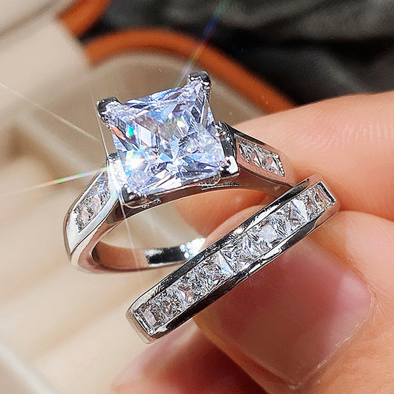 Romantic Modern Style Square Copper Inlay Zircon Rings display picture 4