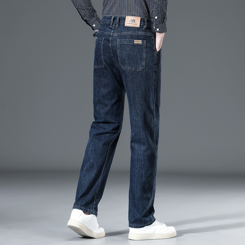 New Jeans Men's 2025 Spring and Summer Loose Straight Men's Casual Trousers Stretch High-end Middle-aged Business Men's Pants