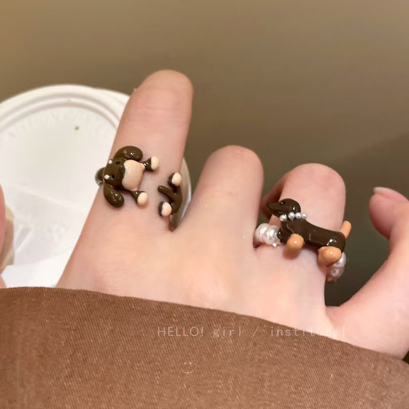 Dachshund Ring For Women Cute Cartoon Design Designer Accessory_voghion.com