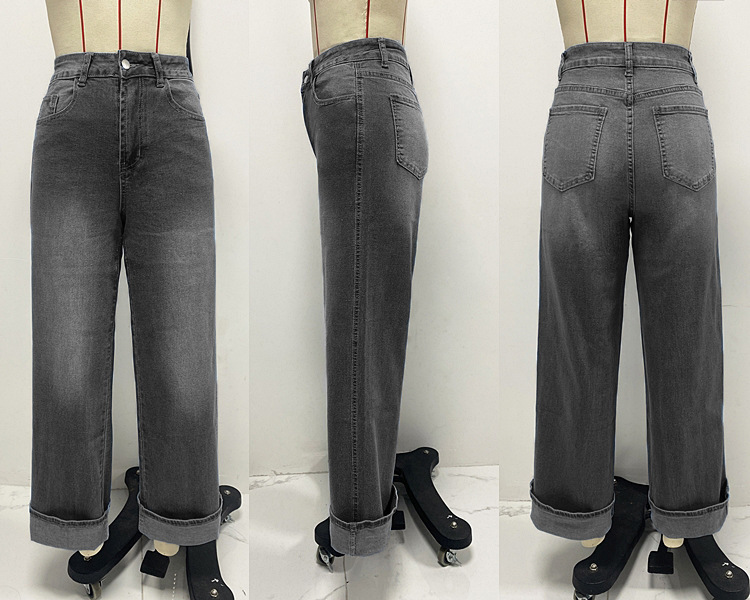 546g Weight Straight Pants Pants Length Cotton, Polyester, Denim Cotton Fabric Type High Waist Waist Line Jeans Pants Type Stretchy Elasticity Holiday Occasion Comfort Function Regular Fit Fit Type Solid Color Pattern Autumn Season Women's Gender Streetwear Style Spring 2025 New Arrival Elastic Straight Jeans Women's Quality Retro Curved-Edge High Waist Trousers 无