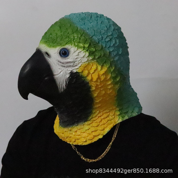 Nuevo loro cabeza cubierta colorido loro máscara de Halloween realista divertido vestir accesorios