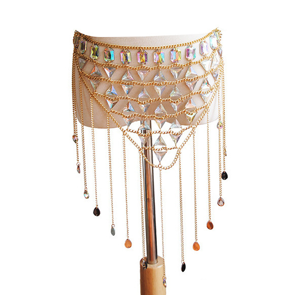Cadena de pecho sexy europea y americana para mujer, estilo veraniego de playa, chaleco con borlas, conjunto de cadenas corporales de acrílico con gemas, venta al por mayor transfronteriza. image 13