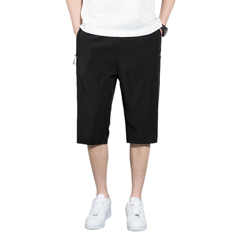 Pantalones Cortos de Tres Cuartos para Hombre 七分 Poliéster y Elastano Transpirable, Delgado