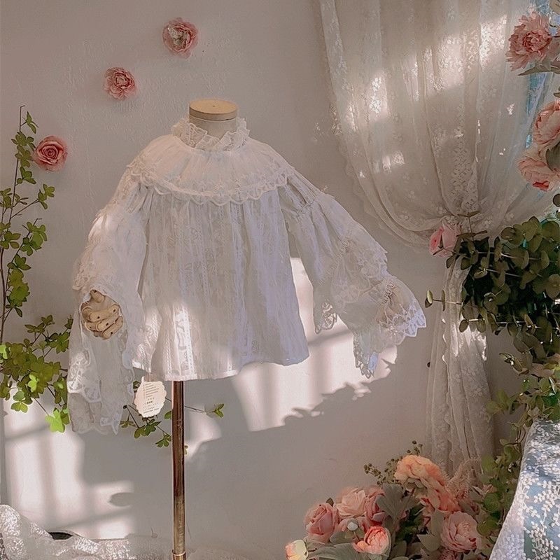 Children's Lolita base layer top, super fairy-like inner layer, children's Lolita inner layer, white spring babydoll top for girls