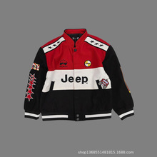 F家外贸童装男中小童机车棒球服美式复古赛车联名款夹克外套上衣