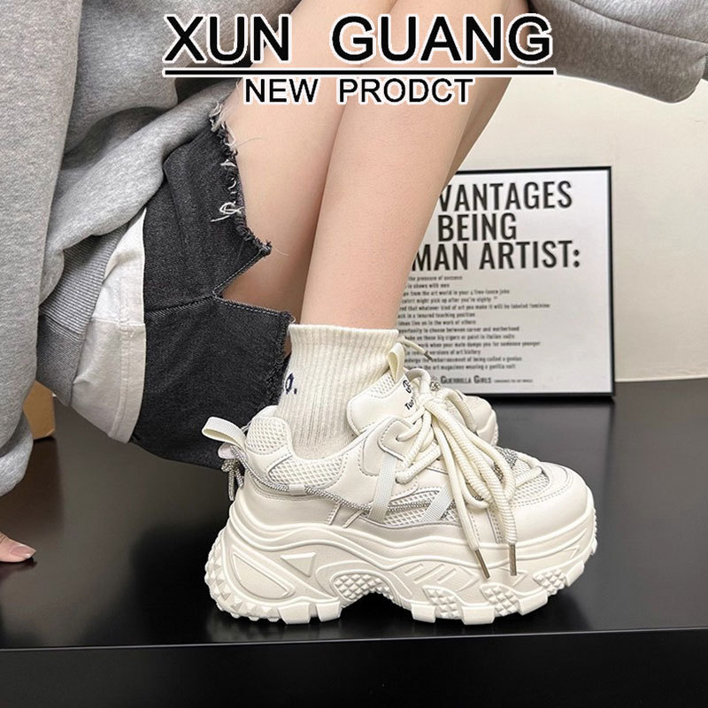 头层牛皮厚底增高老爹鞋女款休闲真皮女鞋2025秋季新款网面运动鞋|undefined