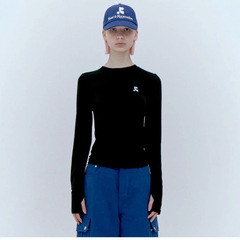 韓国 Restandrecreation レタープリント長袖 Tシャツ女性 RR スリムホットガールボトリングカジュアルトップ
