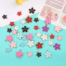 韩式合金滴油配件双面花朵雏菊五瓣花吊坠耳饰发饰手链材料饰品