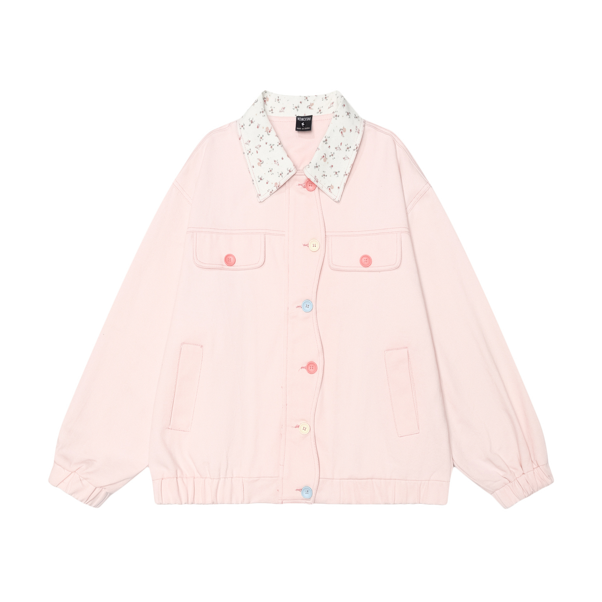 フュージピンク2024秋レディース新作実写アメリカレトロゆるい刺繍ジャケットジャケット