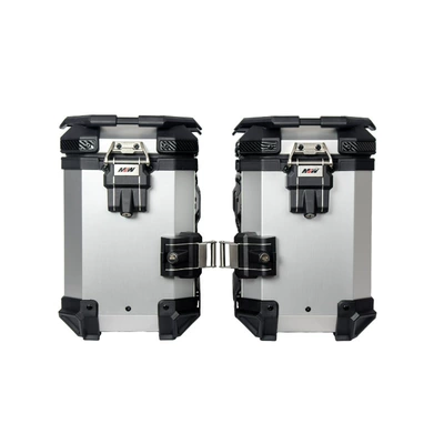 38Lbm Lockable All-Silver Straight-Edge Aluminum Alloy Three-Box Motorcycle Tail Box Side Box Scooter Electric Vehicle Storage