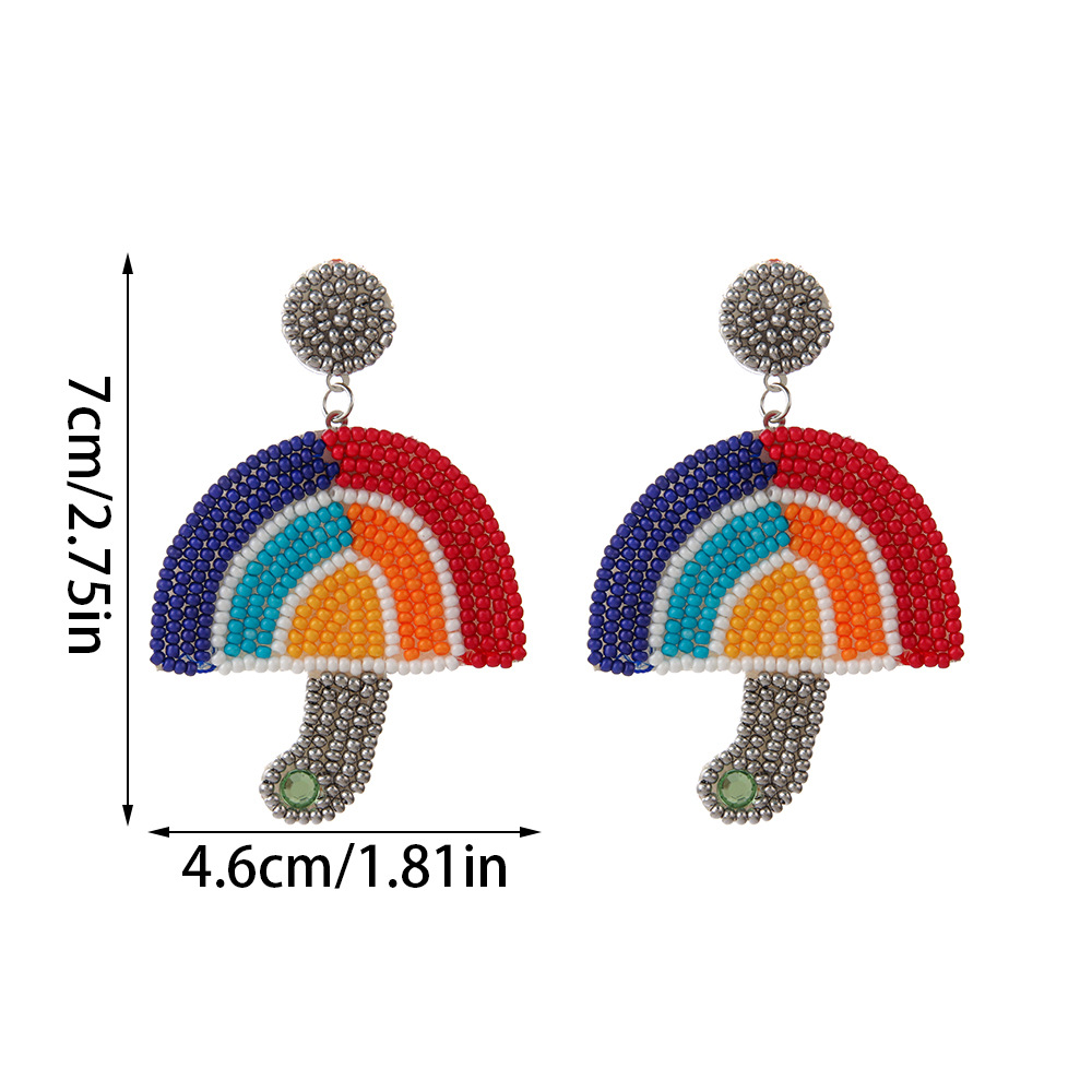 28g Weight 1 Pair Bohemian Classic Style Rainbow Heart Shape Beaded Seed Bead Drop Earrings