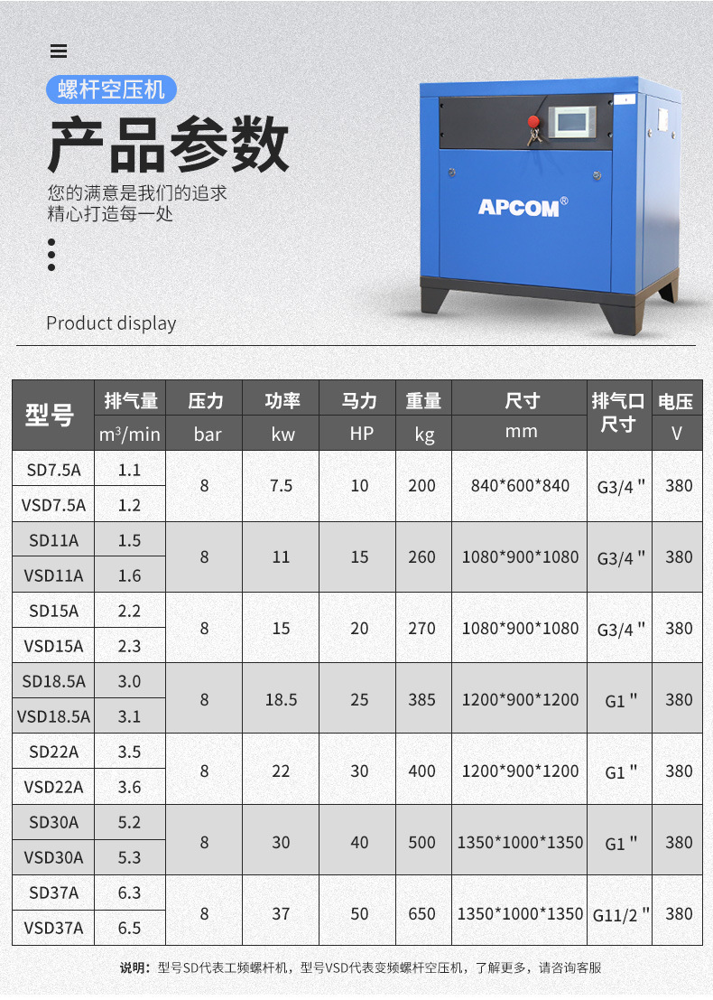Industrial Grade 15Kw Small Air Pump Air Compressor and Dryer Integrated Machine 7.5Kw Screw Type Air Compressor