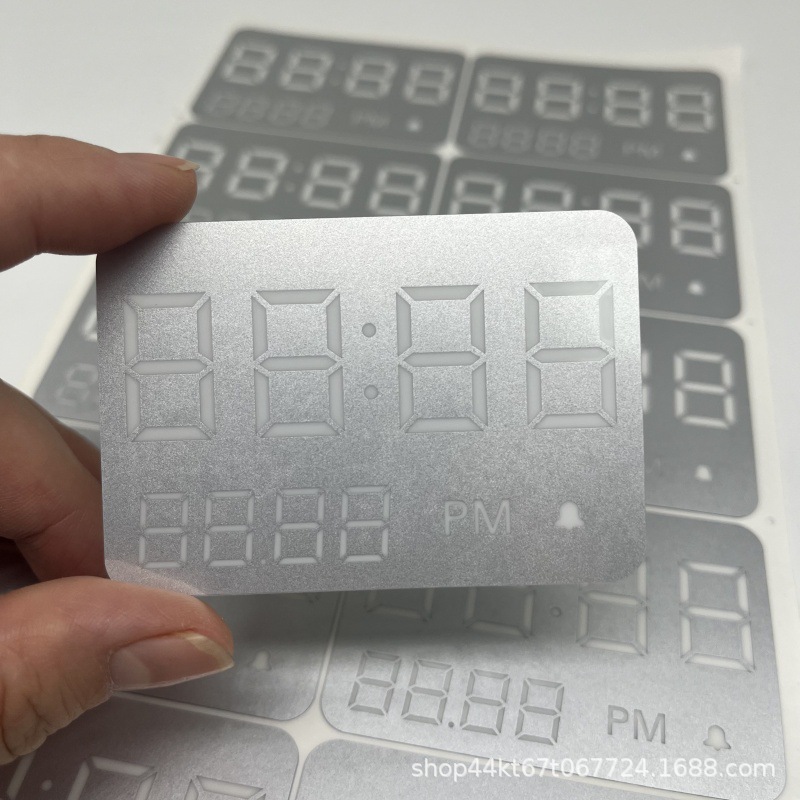 丝印加工数码管PET显示膜 PET电子数显膜片 蓝牙时钟数显发光片