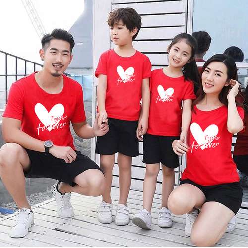 New trendy parent-child clothing, summer clothing, short-sleeved T-shirts for a family of three or four, mother-child clothing, mother-daughter clothing, kindergarten class uniforms, family clothing T-shirts