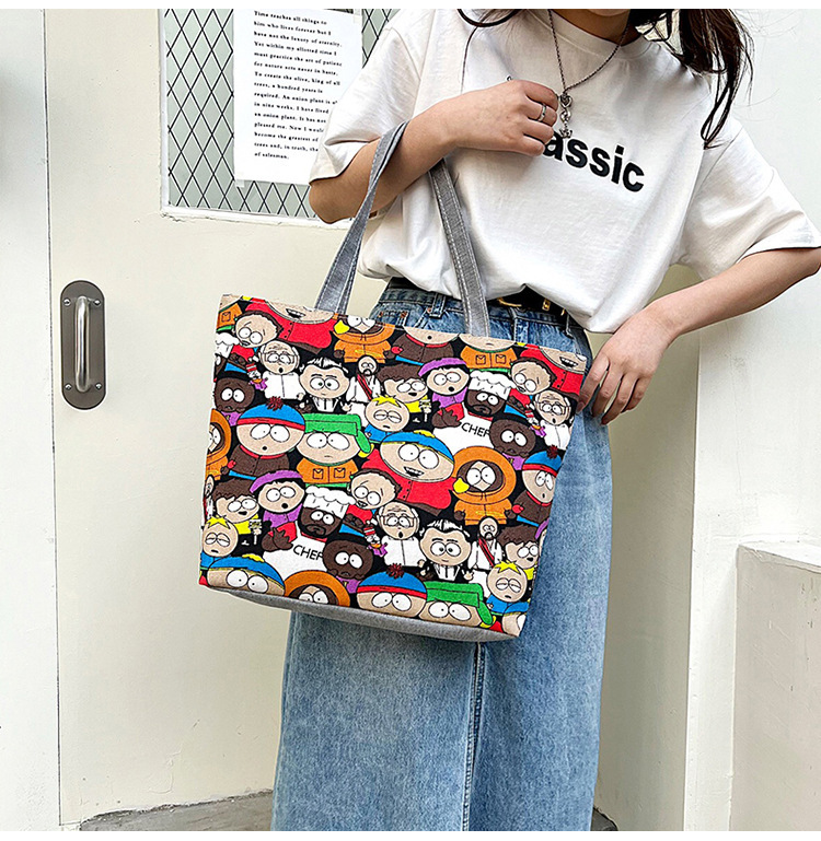 Women's Streetwear Color Block Flower Canvas Shopping Bags display picture 9