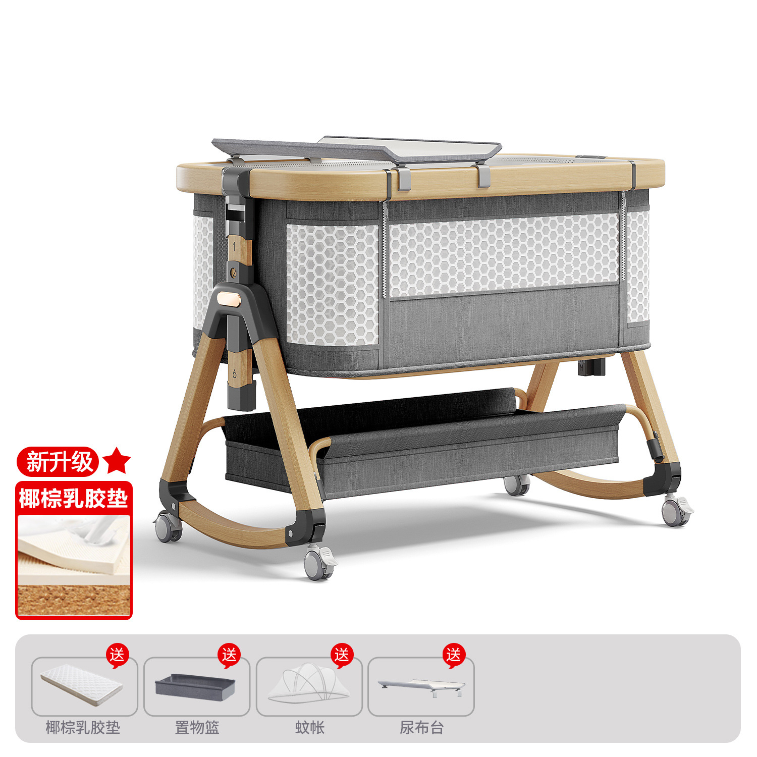 Cama de bebé móvil portátil cuna cama plegable multifuncional BB cama para recién nacidos empalme cama grande