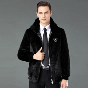 Mink fur coat men's hooded American imported mink real mink fur short North American real mink winter tide coat