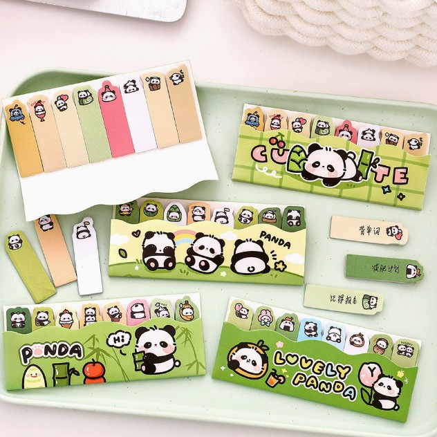 Caricatura adorable Panda Post-it - Notes Estudiantes Temporada escolar DIY Papelería Pequeños regalos de alto valor facial Paquete de regalo para niños