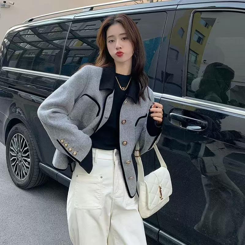 Короткая демисезонная ретро-куртка, дизайн с длинным рукавом, стиль Chanel, тренд сезона