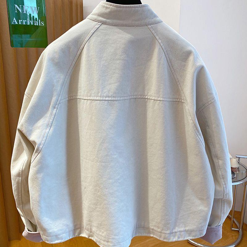 新款的立领夹克外套!宽松版型长袖设计展现简练通勤风格米色|undefined