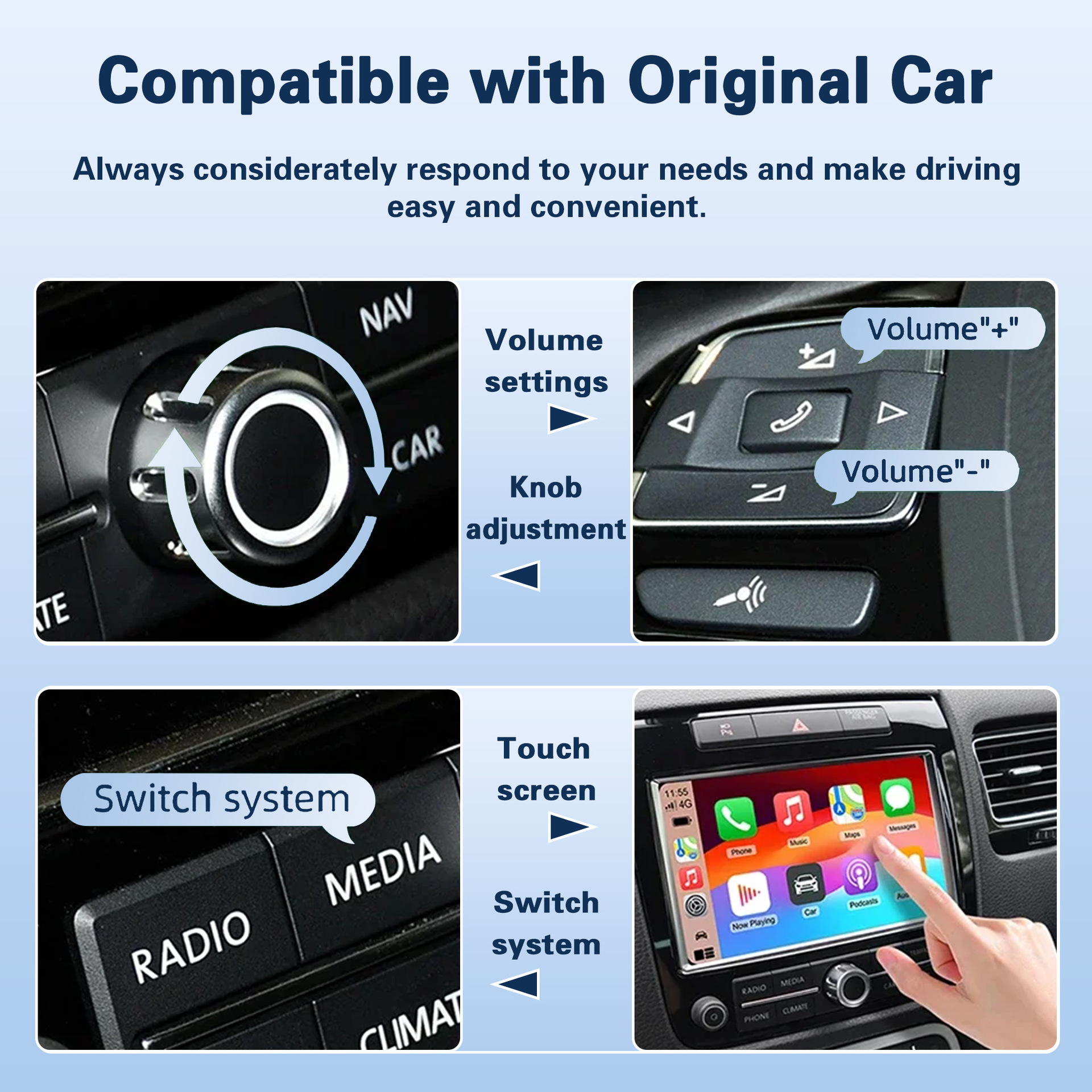 Cross-border wireless CarPlay/hicar compatible with Volkswagen Touareg/MIB system original car screen upgrade decoder