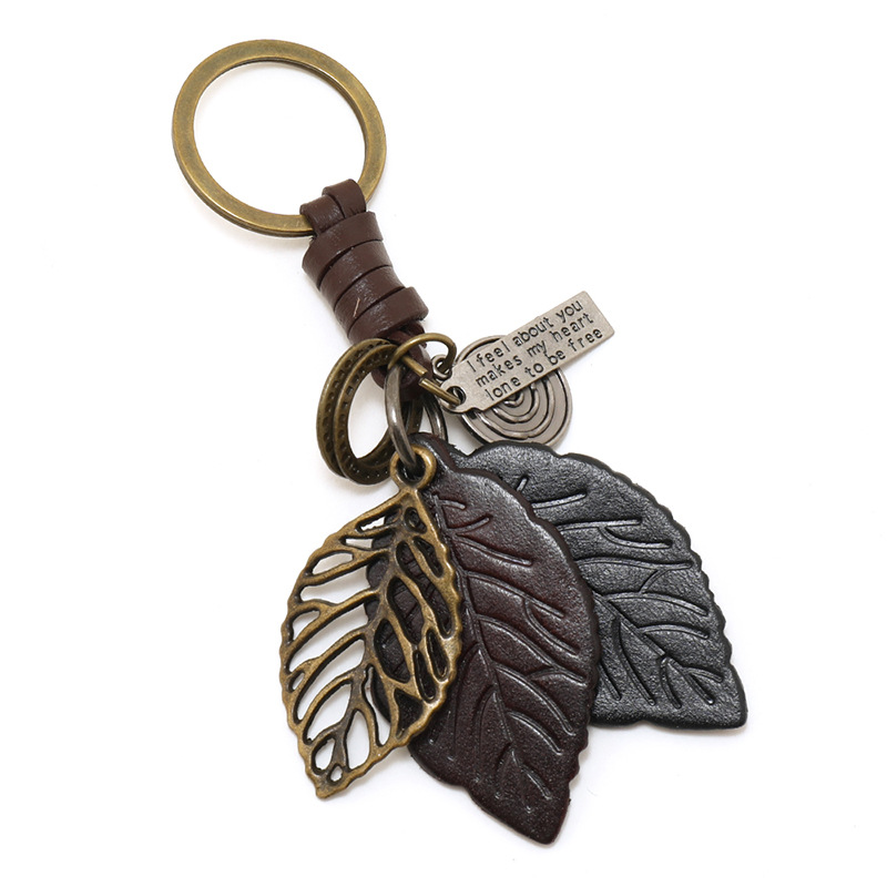 Creative retro leather woven keychain