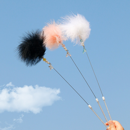 Cat Toy Funny Stick Bell Bell Plush Ball Feather Funny Cat Pole Cat Kitten Supplies Cat Interactive Toy Self-Happiness
