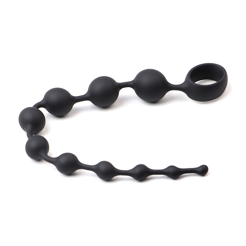 Extra Long Silicone Anal Plug, Ten-Bead Design, Rose Red Adult Toy — detail image 8