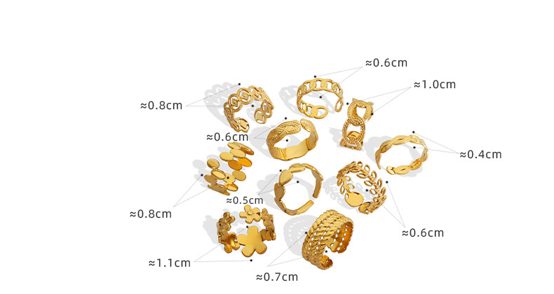 3g Weight Wholesale Jewelry Fashion Geometric 304 Stainless Steel 18K Gold Plated Open Ring