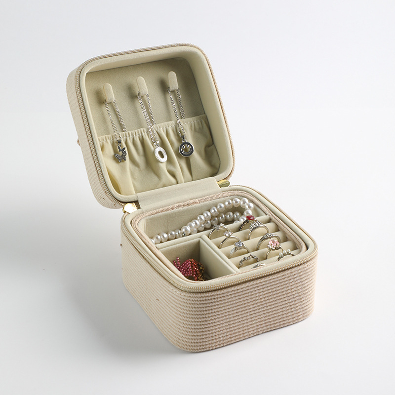 Caja de joyería portátil de melee de alta calidad, bolsa de maquillaje de viaje de gran capacidad, joyería lápiz labial, caja de almacenamiento con cremallera portátil