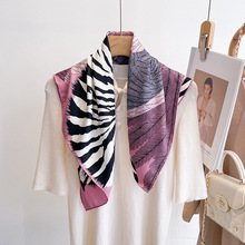 春季高级感重磅16姆米真丝丝巾女设计感时尚斑马桑蚕丝丝巾披肩
