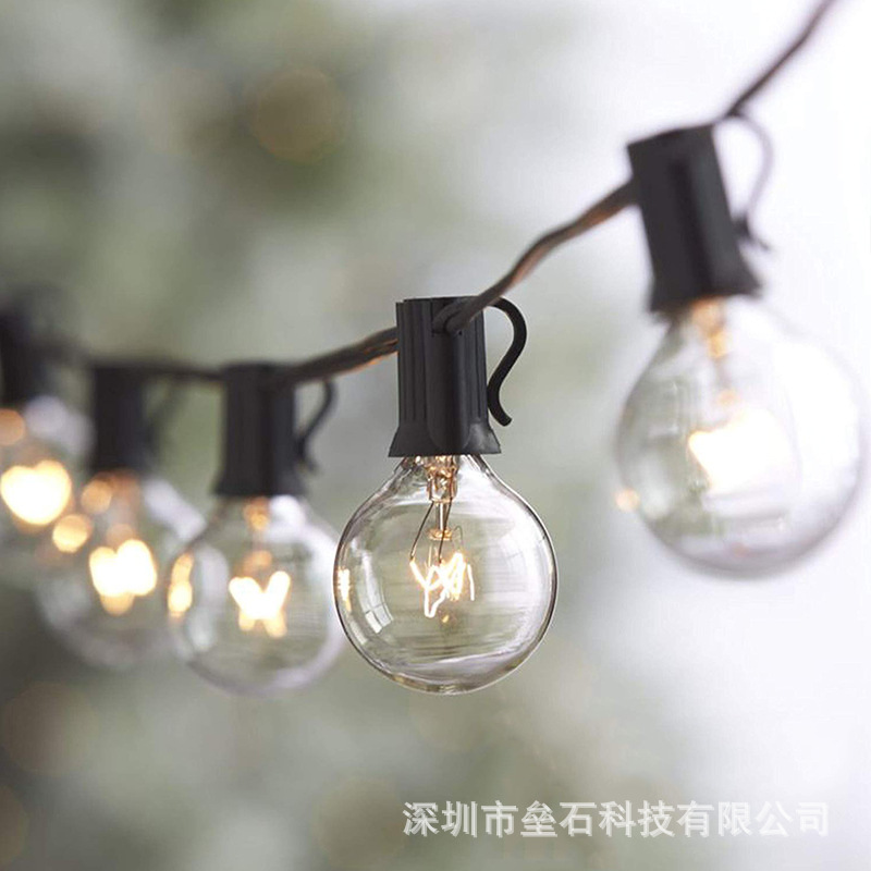 跨境热销G40钨丝灯串插电110V/220V婚庆庭院布置氛围挂灯室内照明