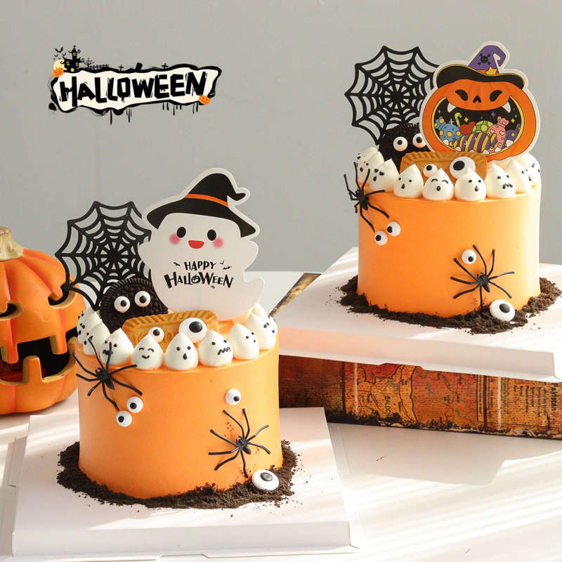 2025 Halloween Cake Decoration Funny Pumpkin Ghost Plug-In Artificial Spider Web Happy Holiday Baking Plug-In 2025 Halloween Cake Decoration Funny Pumpkin Ghost Plug-In Artificial Spider Web Happy Holiday Baking Plug-In