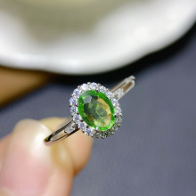 天然沙弗莱颜色绿非常贵重高档的宝石主石5*7mm925纯银精工镶嵌