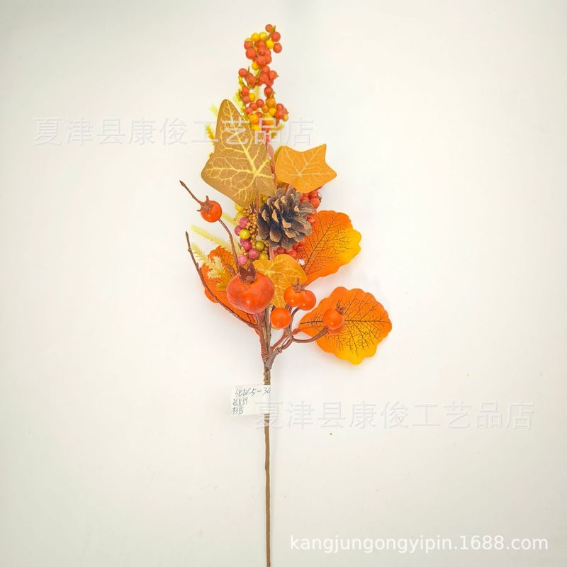 秋のハロウィンカボチャガーランドカエデの葉ベリー感謝祭収穫祭の装飾模擬カエデの葉カボチャの挿し木|undefined