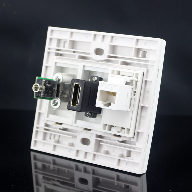 86型 RJ45网络HDMI高清+3.5耳机音频直插面板 电脑数字电视音频插