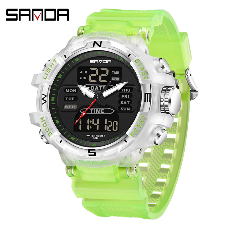 SANDA moda moda reloj electrónico pareja multifunción cuenta regresiva cronómetro deportivo impermeable
