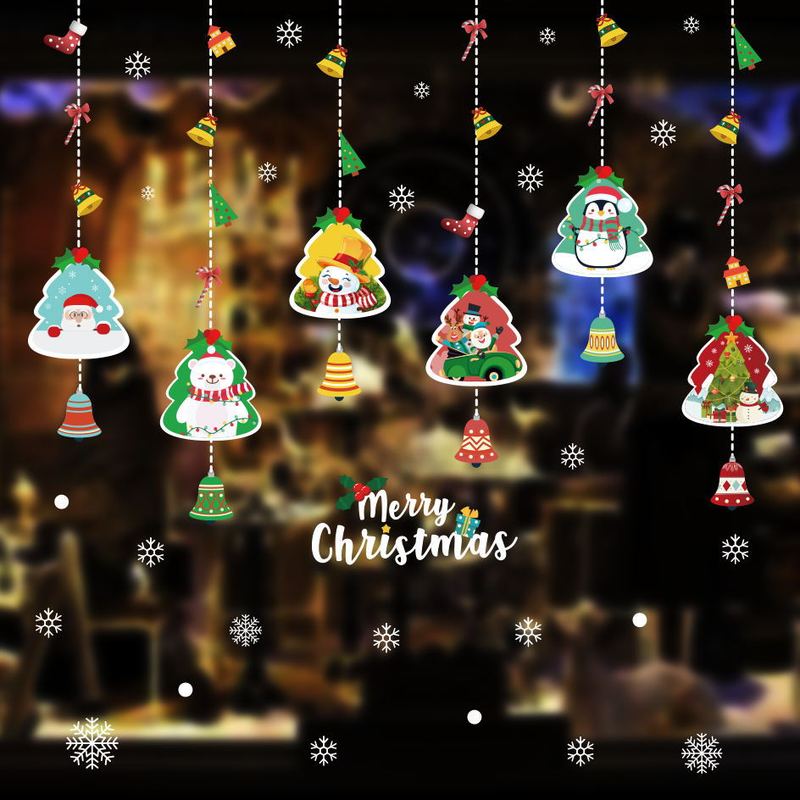 アマゾンの新型クリスマス静電は祝日の装飾ガラスを貼ってショーウインドーのシーンを貼ってサンタクロースの静電シールを配置します。|undefined